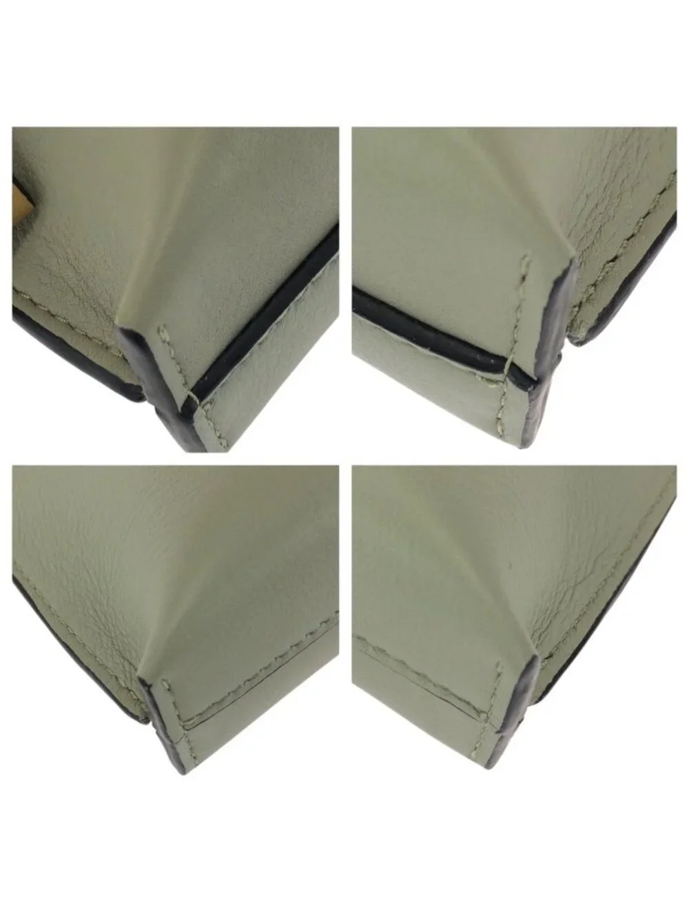 Loewe Anagram Mini T Pouch Green Beige Silver Leather Clutch